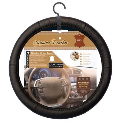 COUVRE VOLANT 35CM NOIR CUIR