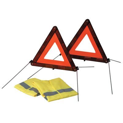 KIT 2 TRIANGLES + 2 GILETS DE SECURITE HOMOL. E11