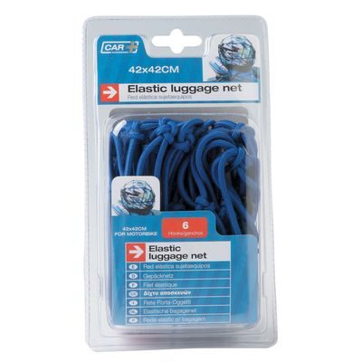 Elastic Helmet and Cargo Net 42x42Cm 6 Hooks For Motorbikes