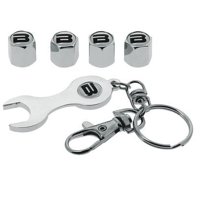 Aluminium Valve Caps with Butzi Logo and spanner key ring