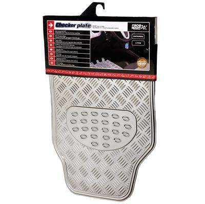 TAPIS CAOUTCHOUC LOOK ALU 4PCES CHROME