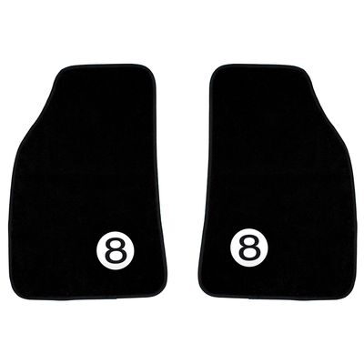 Carpet Mat with Billiard 8Ball Design Black. 4 pieces