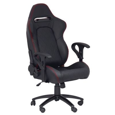 SIEGE DE BUREAU PVC NOIR COUTURE ROUGE