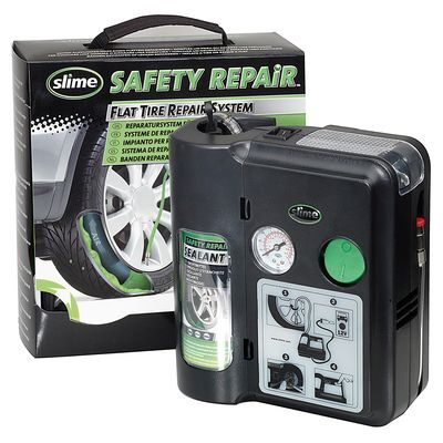 Automatic Puncture Repair Kit Safety Spair by SLIME for Cars with Compressor + 16oz Sealant