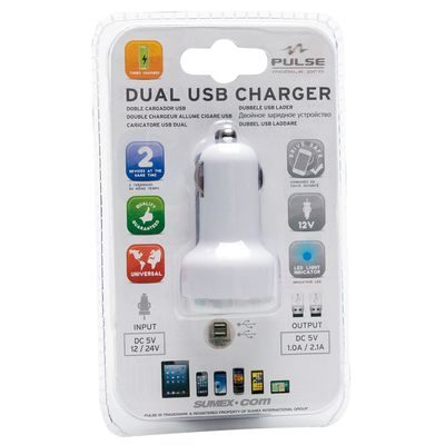 CHARGEUR USB DUAL 2.1MA PULSE MOBILE PRO BLANC
