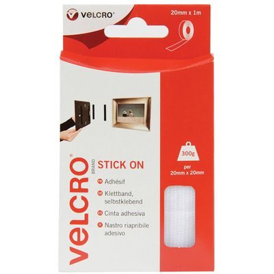 Velcro® Brand Stick On Tape 20mm x 1metre White
