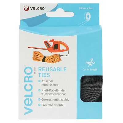 Velcro® Brand Heavy Duty Reusable Ties Tape 30mm x 5 metres Black