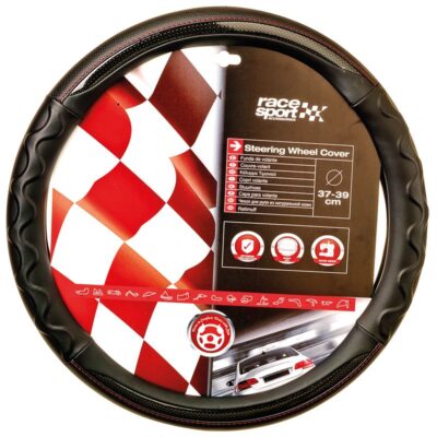 COUVRE-VOLANT 37-39CM "ERGO-CARBON" NOIR - INT.CAOUTCHOUC VIERGE