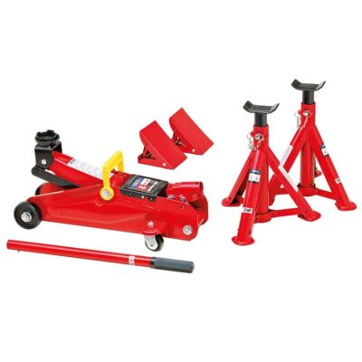 6 Piece Garage Set - 2 Ton Hydraulic Trolley Jack, Jack Stands and Wheel Chocks