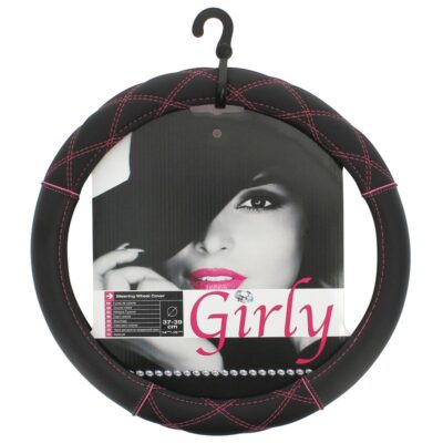 COUVRE VOLANT 37-39CM NOIR PINK CROSSED