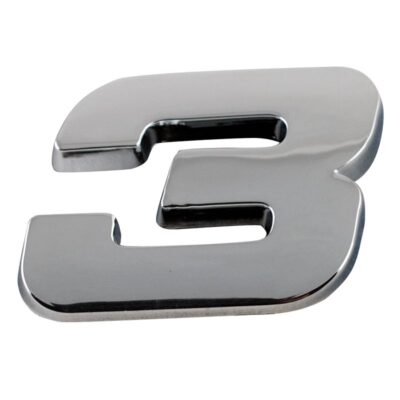 Chrome Emblem "3" THREE Symbol