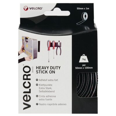 Velcro® Brand Heavy Duty Stick On Tape 50mm x 1 metre - Black